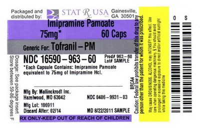 Label Image (Imipramine Pamoate 75mg Lab 963)